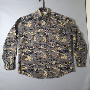 Gander MTN Chamois Shirt Mens M  Digital Camouflage Button-Up Heavy Cotton